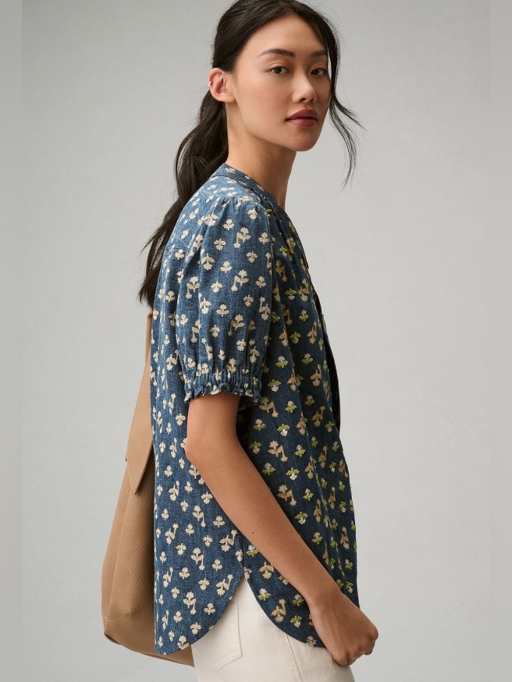 The Aly Puff-Sleeve Blouse: Printed Edition / Anthropologie- Pilcro  Size 2X